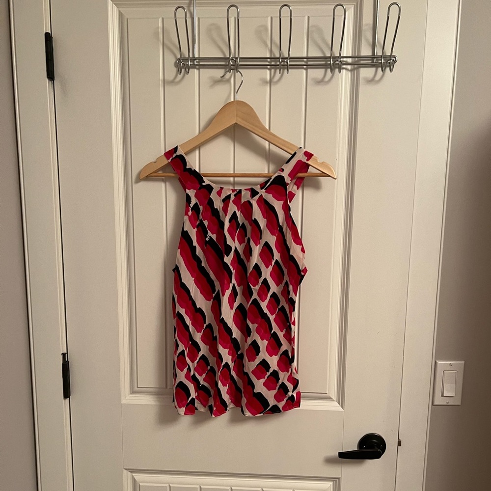 Printed sleeveless silk top size 14
